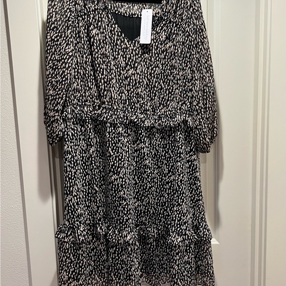 Soft Surroundings Black and Cream Patterned Top